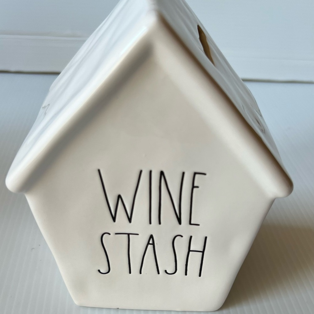 Rae Dunn Artisan Collection Magenta WINE STASH Ceramic Piggy Bank Birdhouse
